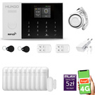 HUXGO® HXA005 - Sistema di allarme wireless WiFi + GSM 4G LTE con 9x Rilevatore di movimento & 1x Sensore per porte e finestre | Allarme casa senza fili Kit con app TUYA