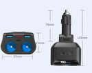 MBG line® HC69PD -  Cigarette lighter socket splitter Voltmeter Charger 2 x USB QC3.0