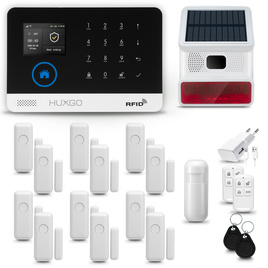HUXGO® HXA003 - Wireless security system WiFi + GSM  4G LTE with 1x Motion Detector & 12x Door / window sensor with Wireless Siren | Home Alarm System SET with App TUYA