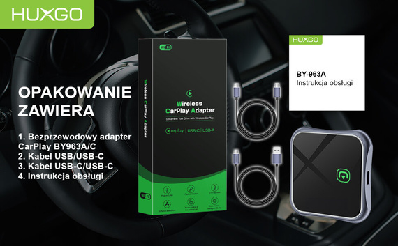 HUXGO® Adaptador inalámbrico CarPlay compatible con dispositivos Apple BY963A/C