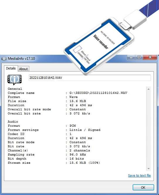MBG line® Mini Registratore Vocale Spia a Forma di Badge 32GB