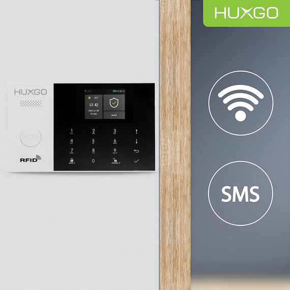 HUXGO® HXA005 - Wireless security system WiFi + GSM with 12x Motion Detector & 1x Door / window sensor | Home Alarm System SET with App TUYA
