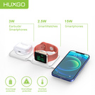 HUXGO® Estación de carga Mag-Safe para teléfono móvil, iPhone y reloj inteligente, cargador inalámbrico, magnética plegable 3 en 1, estación de carga portátil con protección contra sobrecarga - BY-MF82_W Blanco