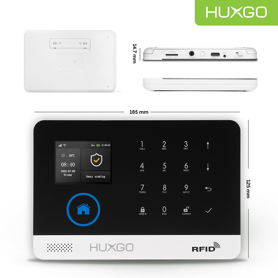 HUXGO® HXA003 - Wireless security system WiFi + GSM with 7x Motion Detector & 1x Door / window sensor with Wireless Siren | Home Alarm System SET with App TUYA