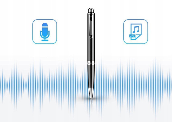 MBG line® Bolígrafo Espía Q60 - Grabadora de Voz 8GB - Dispositivo de Escucha 192kbps con Detección de Sonido