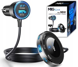 MBG line® C78 PRO - Cargador rápido para coche - Cargador multipuerto para encendedor de cigarrillos con 5 puertos USB
