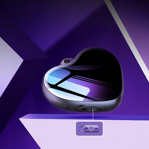 MBG Line® mini grabadora de voz Q66 8GB – colgante espía en forma de corazón con detección de sonido hasta 3072 kbps