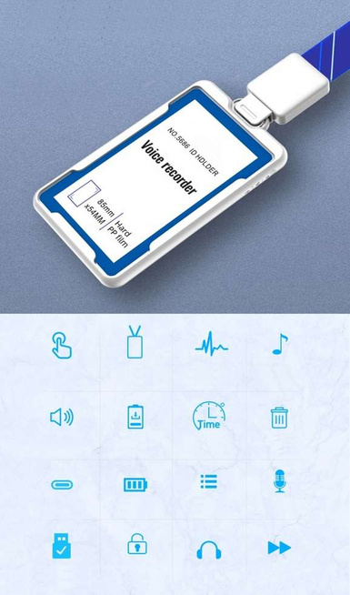 MBG line® Mini Registratore Vocale Spia a Forma di Badge 32GB